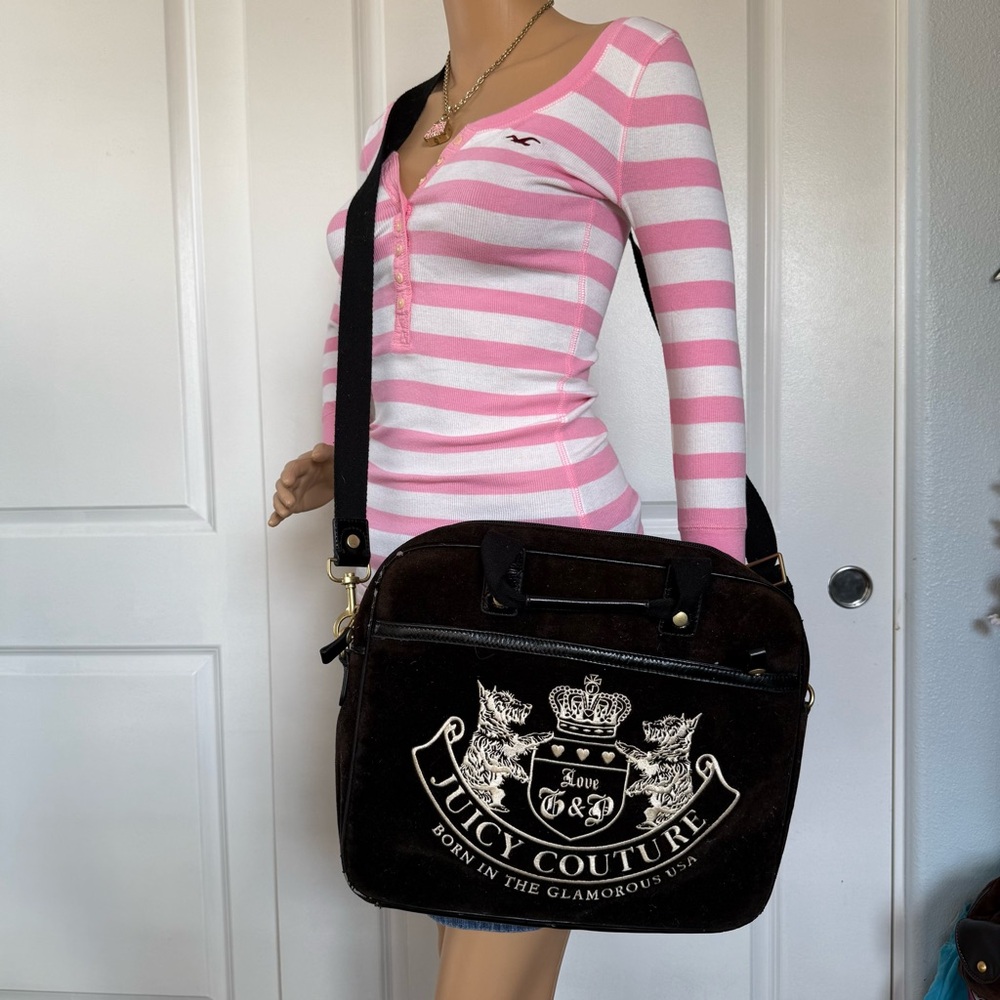 Vintage G&P Juicy Couture “Couture Computer” brown and White Laptop Bag